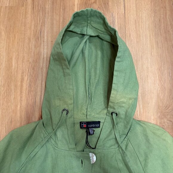 Carre Noir Green Linen-Cotton Hooded Jacket (New w/ Tags)  Minor Color Variation - Picture 2 of 7